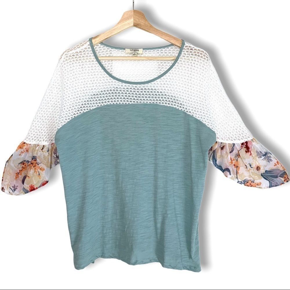 Umgee Open Knit Flutter Sleeve Top